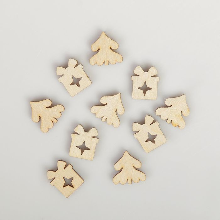 Набор декоративных элементов для творчества "Новогодний" 10шт, по 2 см