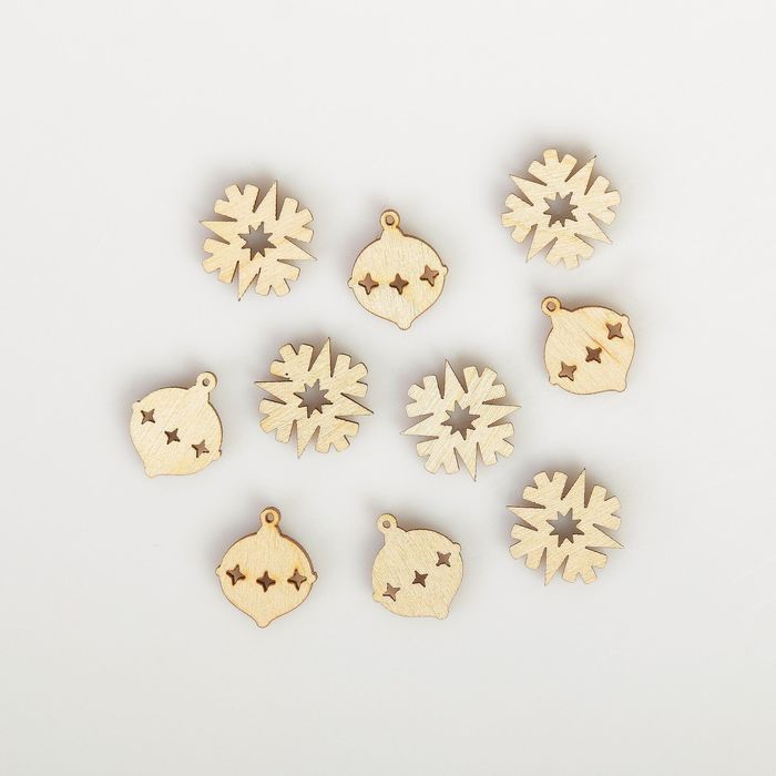 Набор декоративных элементов для творчества "С веночком" 10шт, по 2 см