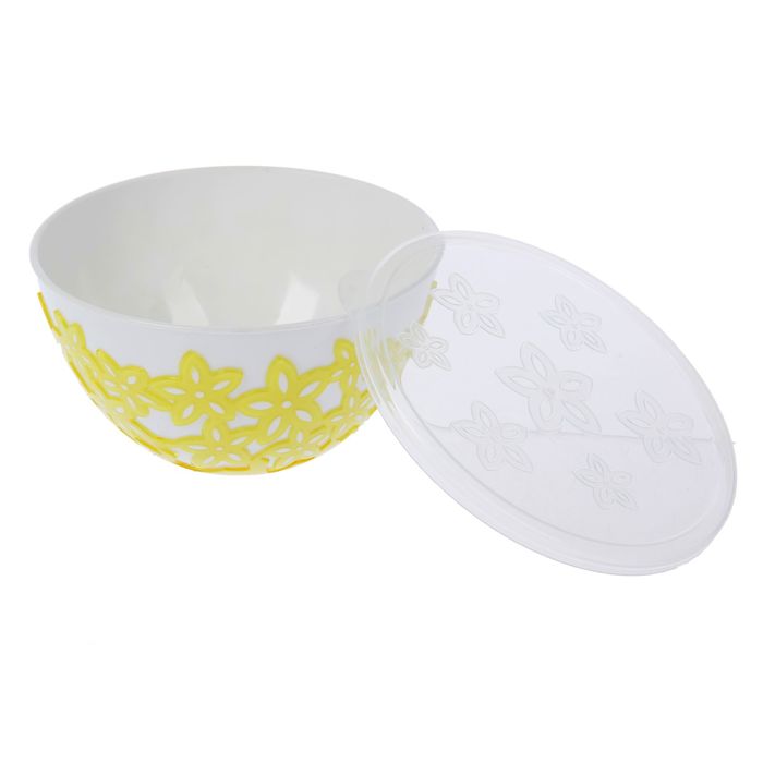 Салатник с крышкой 500 мл "Виктория", цвет желтый