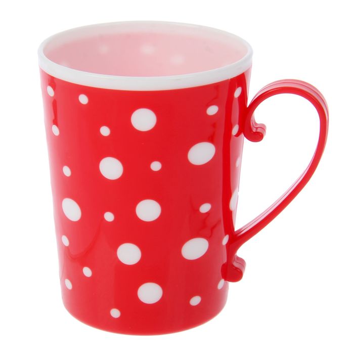 Кружка 350 мл "Горошек", цвет красный