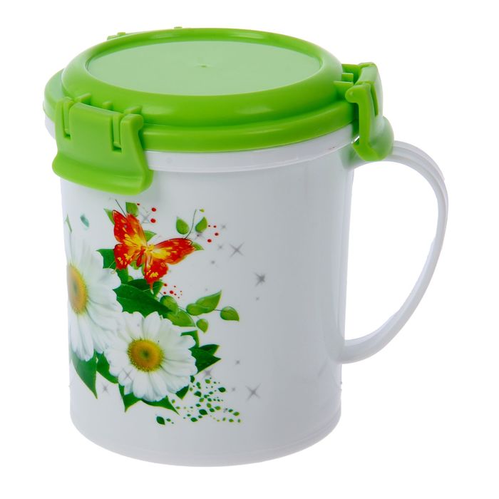 Кружка с крышкой 600 мл "Ромашки"