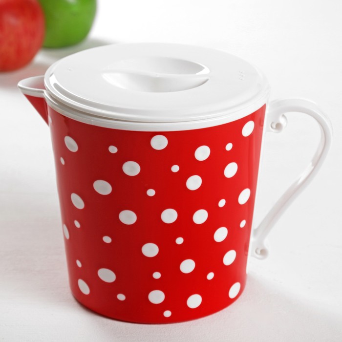 Кувшин с крышкой 1,5 л "Горошек", цвет красный