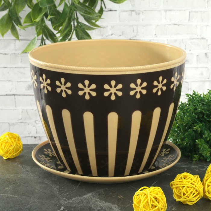 Горшок с поддоном 1,7 л "Валенсия", цвет коричневый