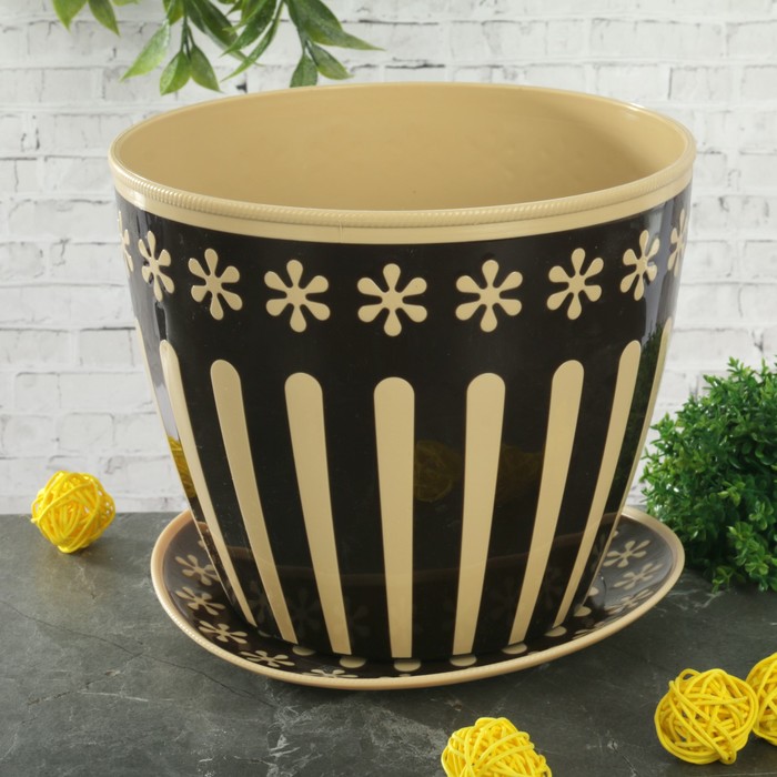 Горшок с поддоном 3,4 л "Валенсия", цвет коричневый