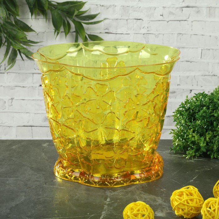 Горшок для орхидеи, с поддоном, 1,5 л "Камелия", цвет желтый