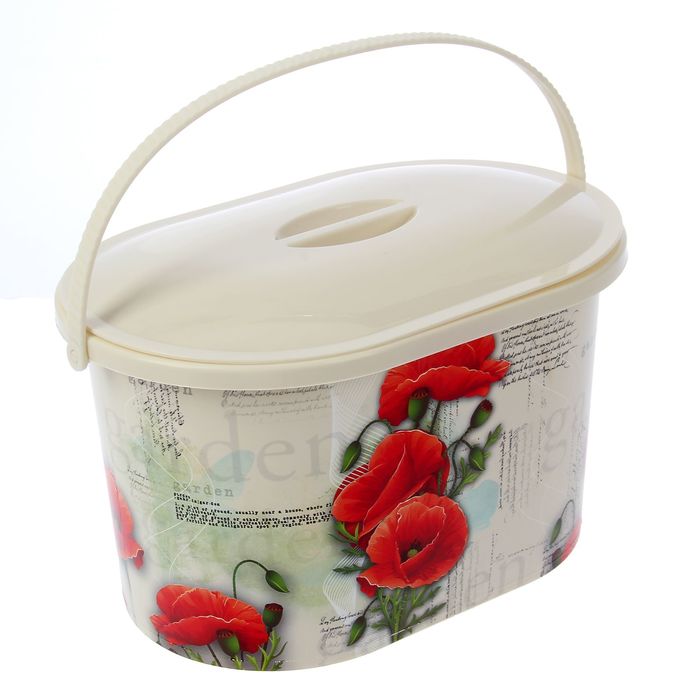 Контейнер овальный 5 л, с ручкой "Маки", с крышкой