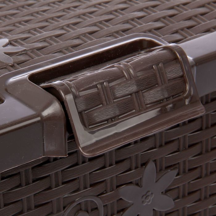 Ящик с крышкой 100 л "Плетёнка", цвет темно-коричневый