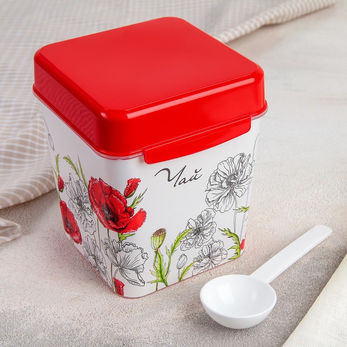 Ёмкость 1,2 л "Маки. Чай" с ложкой