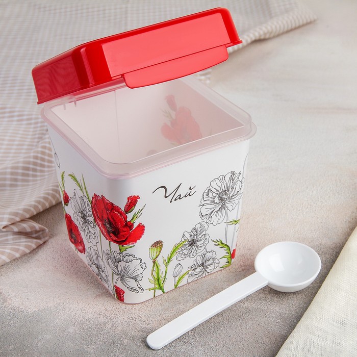 Ёмкость 1,2 л "Маки. Чай" с ложкой