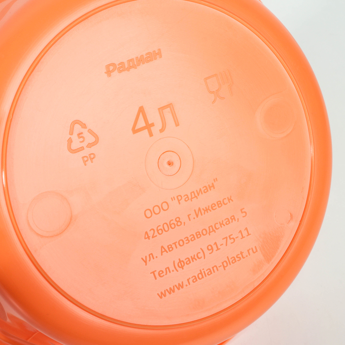Таз 4 л особо прочный, цвет МИКС