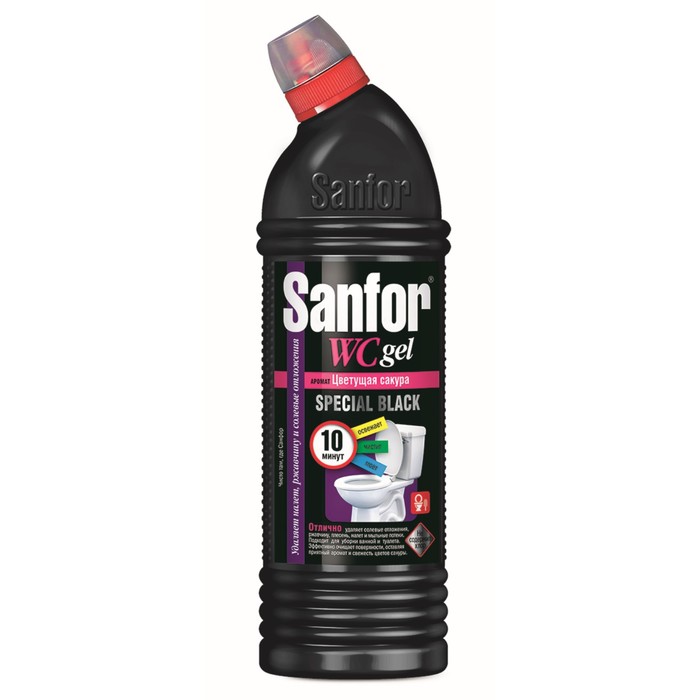Cанитарно-гигиеническое cредство Sanfor WС гель, speсial black, 750 мл гель sanfor wc speсial black 750 г