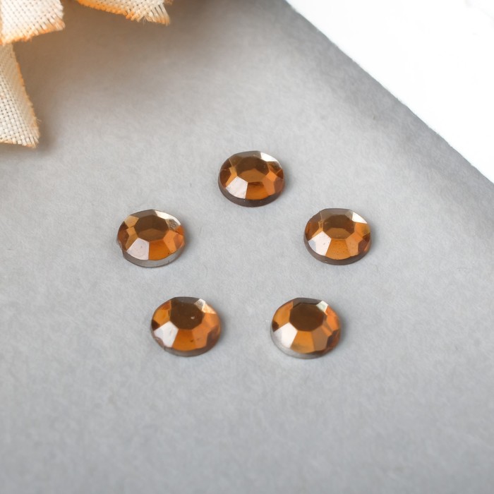 Декор для творчества пластик "Стразы круглые. Кофе" набор 200 шт 0,5х0,5 см