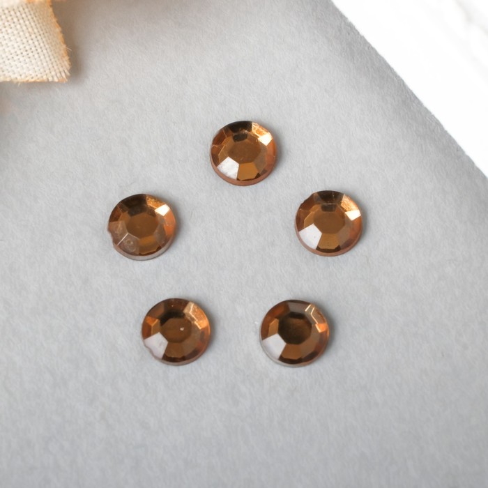 Декор для творчества пластик "Стразы круглые. Кофе" набор 200 шт 0,5х0,5 см
