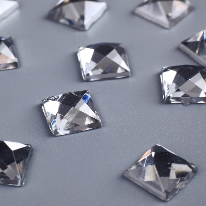 Декор для творчества пластик "Стразы квадрат. Прозрачные" набор 38 шт 0,8х0,8 см