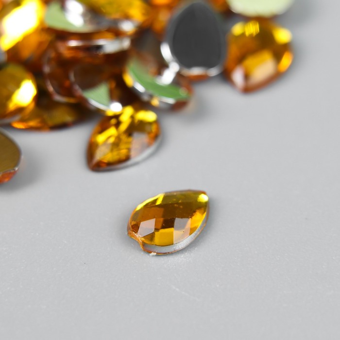 Декор для творчества пластик "Стразы капельки. Ярко-жёлтые" набор 100 шт 0,6х0,4 см