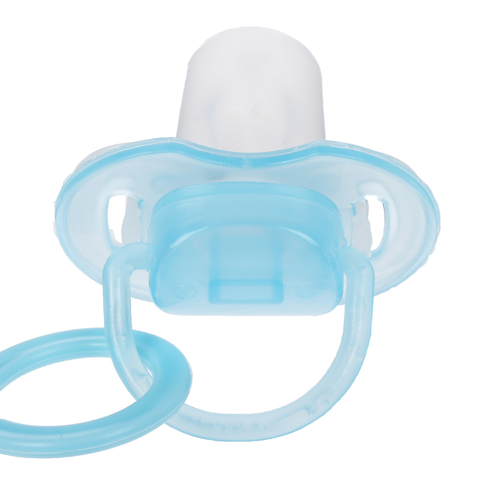 Пустышка силиконовая классическая с держателем и колпачком, от 0 до 6 мес., цвет голубой
