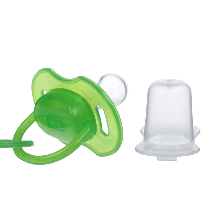 Пустышка силиконовая классическая с держателем и колпачком, от 0 до 6 мес., цвет зелёный