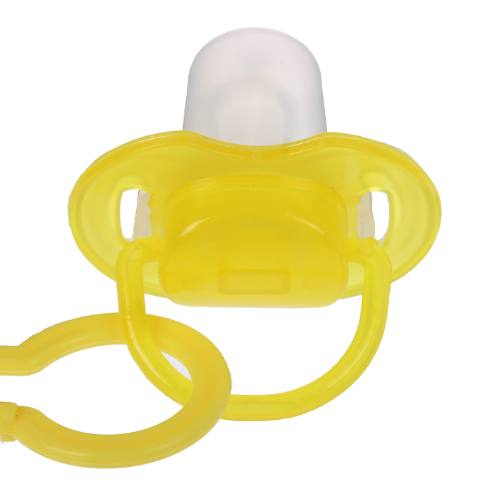 Пустышка силиконовая классическая с держателем и колпачком, от 0 до 6 мес., цвет жёлтый