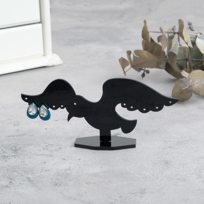 Подставка под серьги "Птица", 15*3*7, цвет чёрный