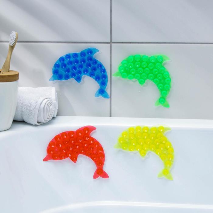 фото Мини-коврик для ванны «дельфин», 11×16 см, цвет микс