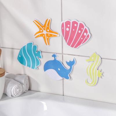 Набор мини-ковриков для ванны Доляна «Океан», 16×16 см, 5 шт, цвет МИКС - Фото 1