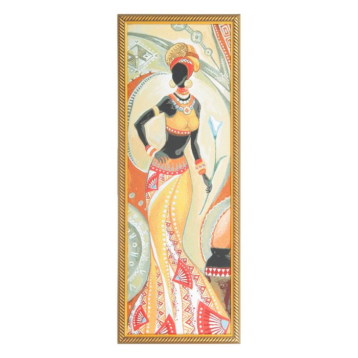 Гобеленовая картина "Африканка с цветком" 37*100 см