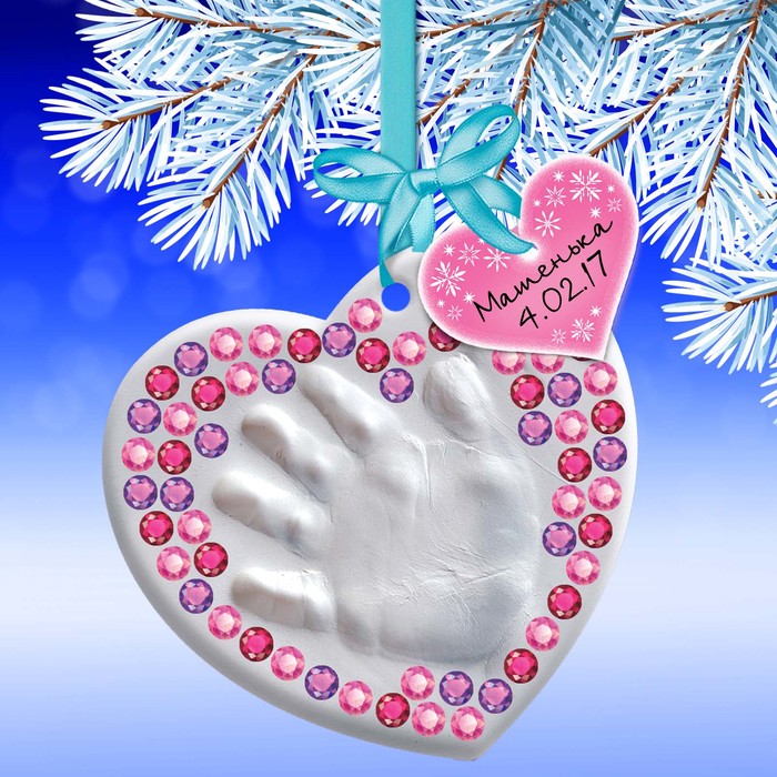 Набор для создания слепка "Новогодний отпечаток ручки нашей малышки"