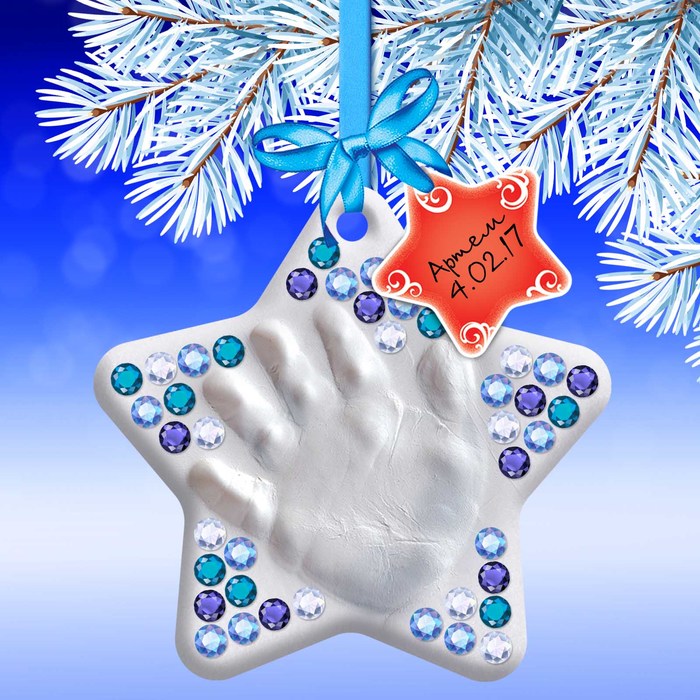 Набор для создания слепка "Новогодний отпечаток ручки нашего малыша"