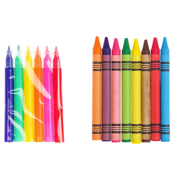 Доска для рисования "Космонавт", рулон 3 м, маркеры 6 шт., восковые карандаши 8 шт.