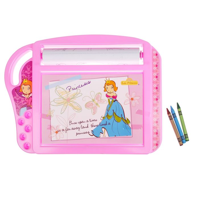 Доска для рисования "Принцесса Лала-1", рулон 5 м, маркеры 6 шт., восковые карандаши 8 шт.