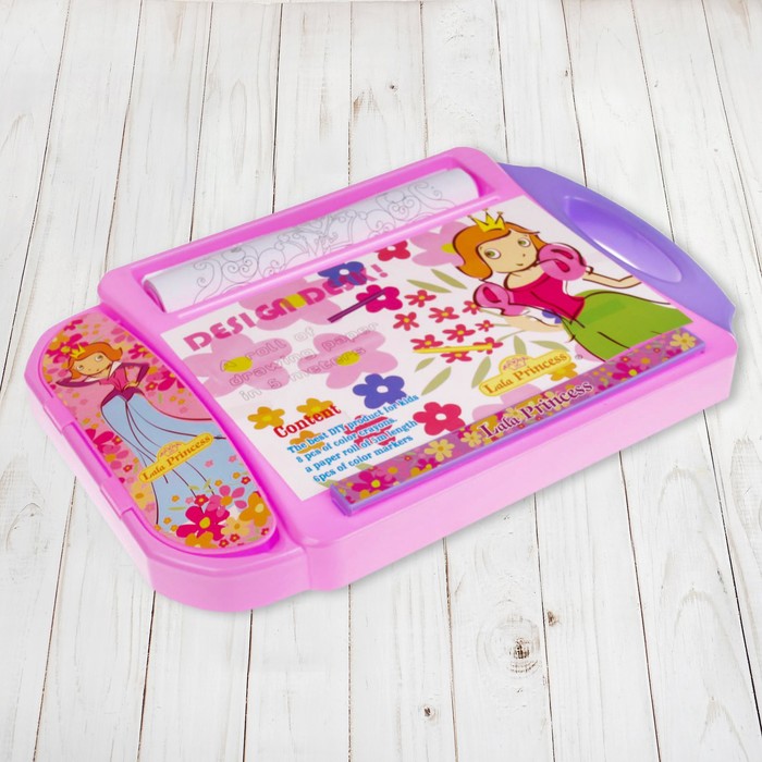 Доска для рисования "Принцесса Лала-2", рулон 5 м, маркеры 6 шт., восковые карандаши 8 шт.