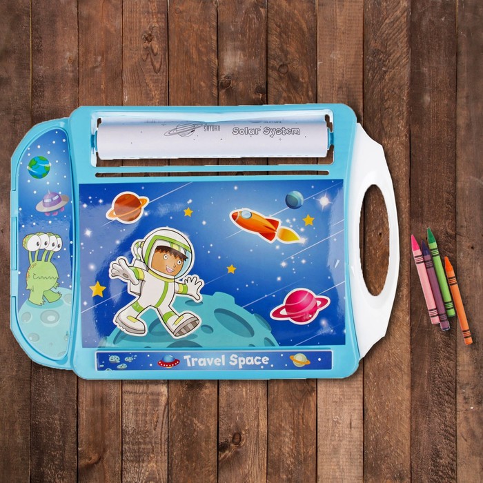 Доска для рисования "Галактика", рулон 5 м., маркеры 6 шт., восковые карандаши 8 шт.