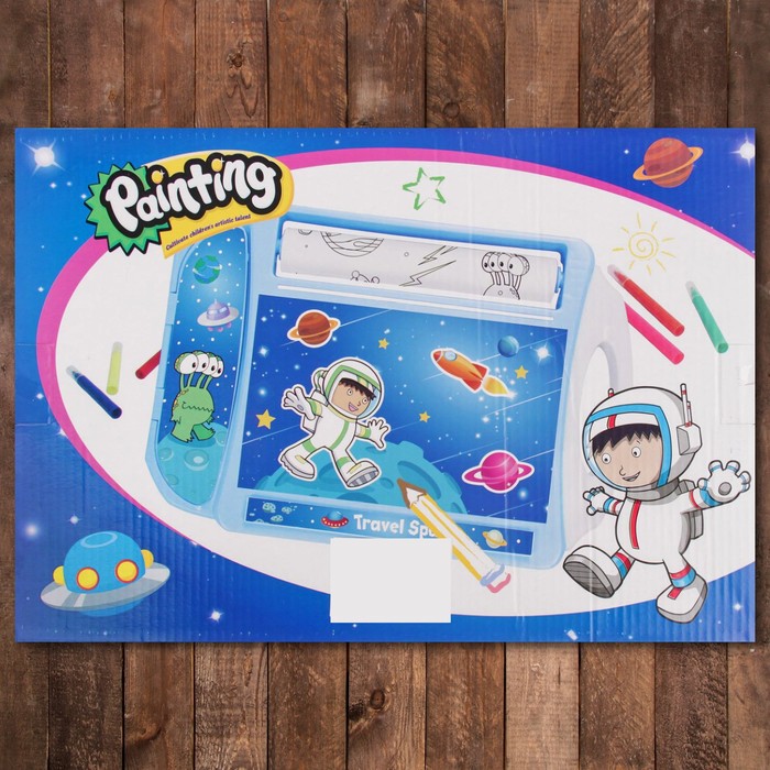 Доска для рисования "Галактика", рулон 5 м., маркеры 6 шт., восковые карандаши 8 шт.