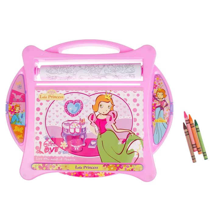 Доска для рисования "Принцесса Лала-3", рулон 5 м, маркеры 6 шт., восковые карандаши 8 шт.