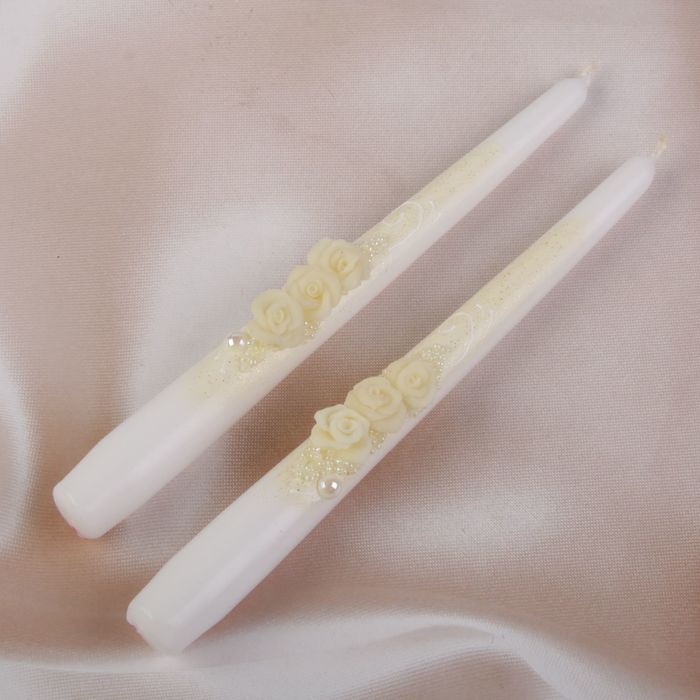 Родительские свечи 2 шт с розами айвори