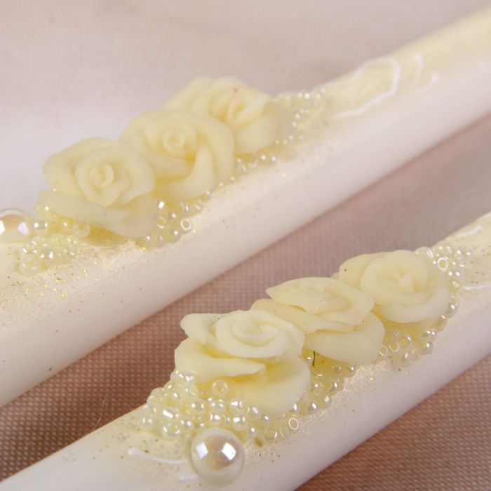 Родительские свечи 2 шт с розами айвори