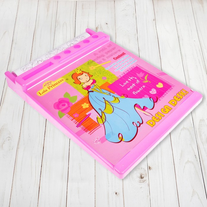 Доска для рисования "Милая принцесса", рулон 5 м, маркеры 6 шт., восковые карандаши 8 шт.