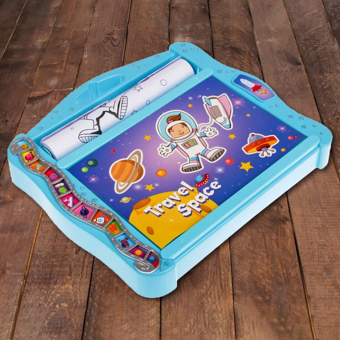 Доска для рисования "Галактика", рулон 3 м., маркеры 6 шт., восковые карандаши 8 шт.