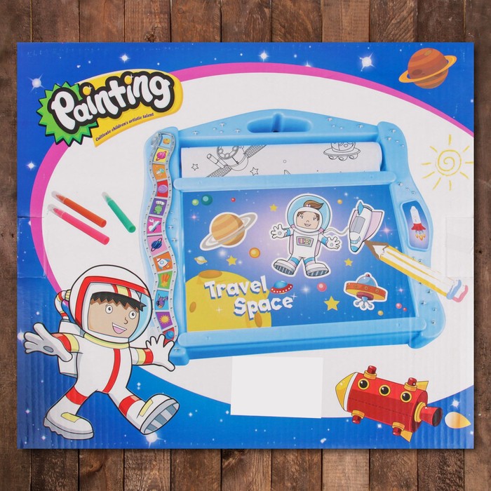 Доска для рисования "Галактика", рулон 3 м., маркеры 6 шт., восковые карандаши 8 шт.
