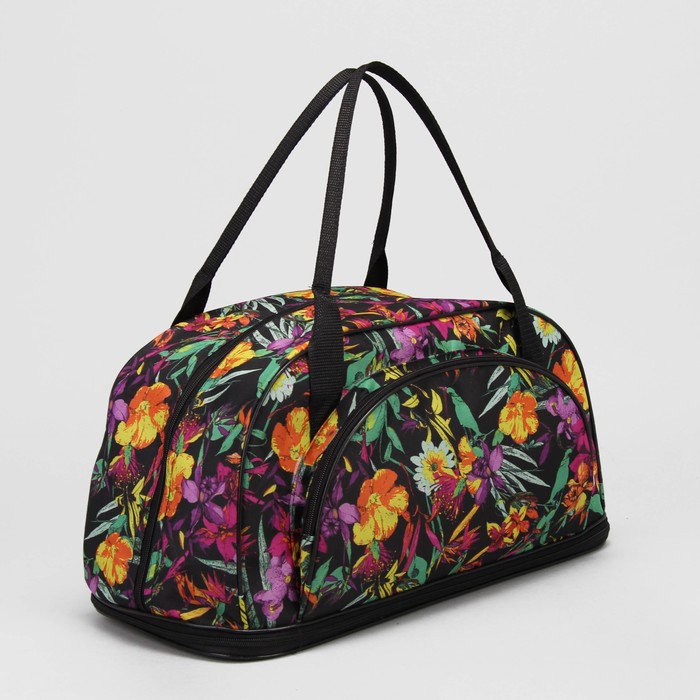 Сумка дорожная, трансформер, отдел на молнии, наружный карман, цвет чёрный/фуксия