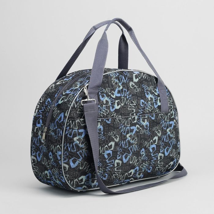 Сумка дорожная «Узор», отдел на молнии, наружный карман, цвет синий/чёрный