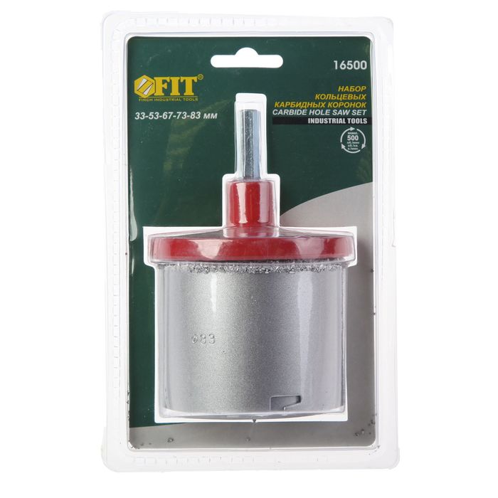 Коронки кольцевые по кафелю FIT карбидные, набор 5 шт., 33-53-67-73-83 мм