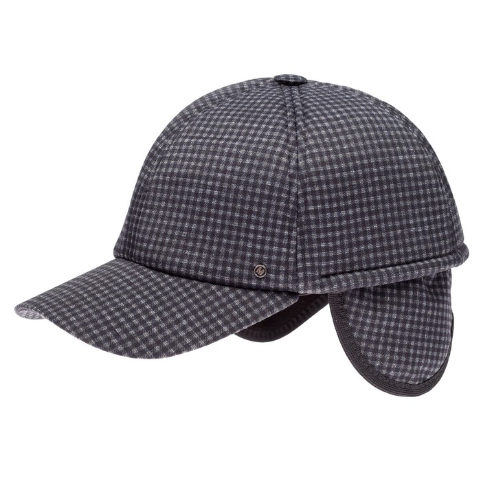 Бейсболка, размер 60-61, цвет чёрный/серый, клетка, 156.356.552
