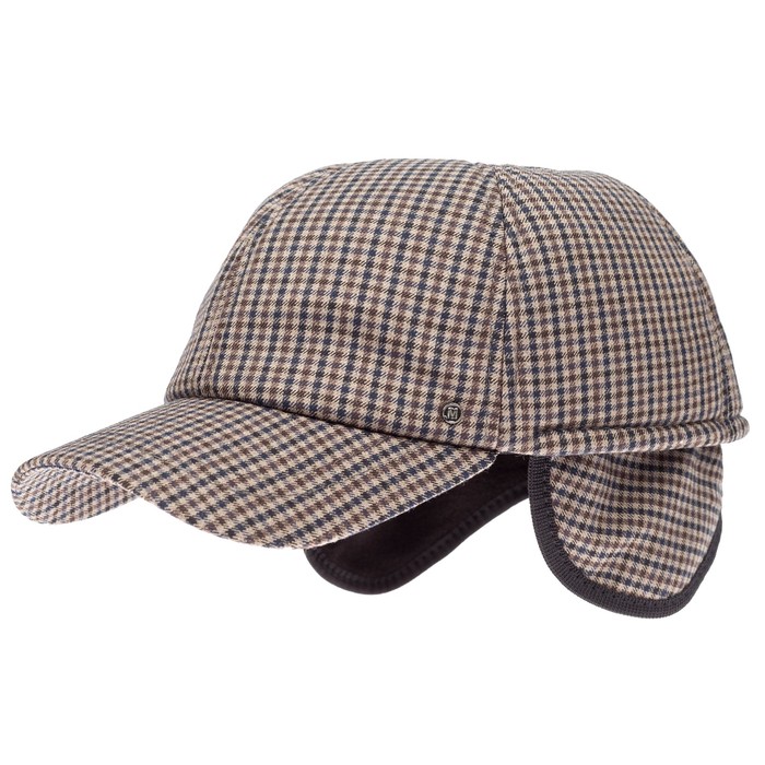 Бейсболка, размер 60-61, цвет серый/коричневый, клетка, 156.822.552