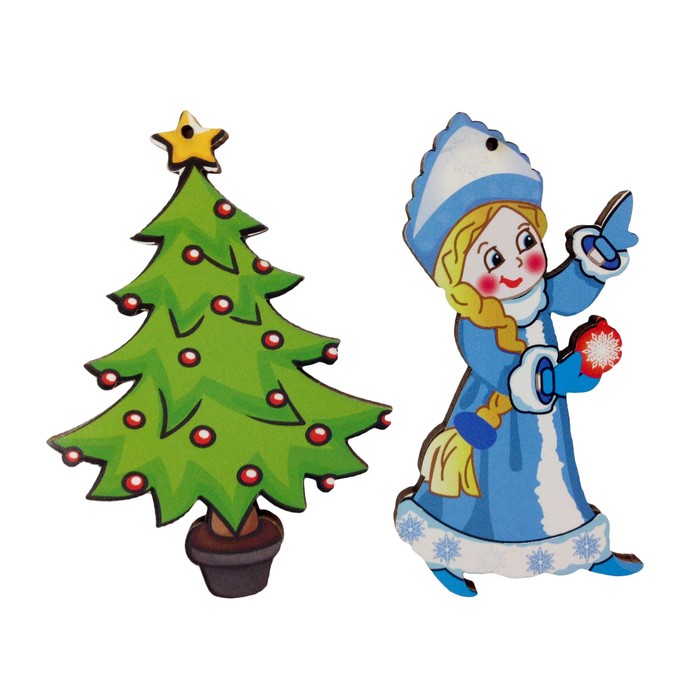 Новогодний набор подвесок "Снегурочка и ёлка"