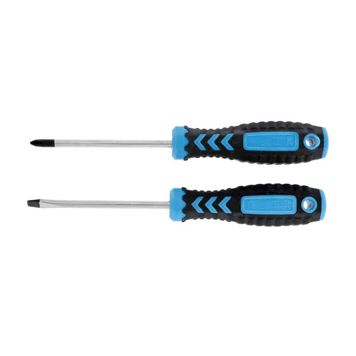 Набор отверток TUNDRA comfort, 2 предмета PH2 и SL 6х100 мм (+/-), сатин, двухком рукоятка