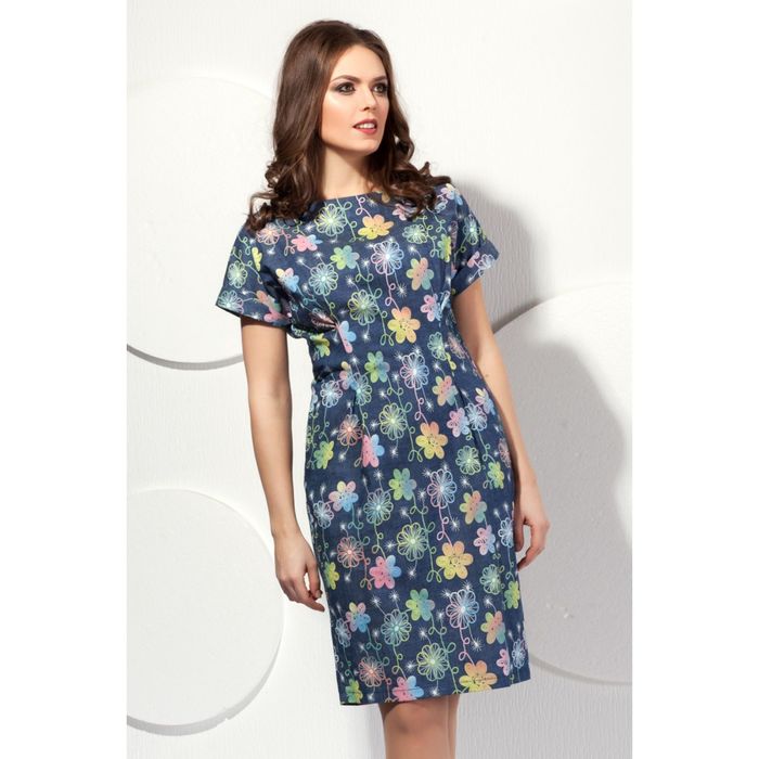 Платье женское, размер 56, цвет синий+розовый П-461/1