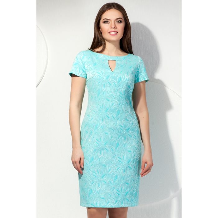 Платье женское, размер 56, цвет бирюзовый+голубой П-373/1