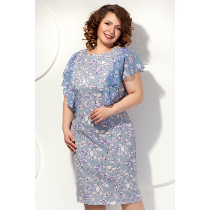 Платье женское, размер 50, цвет серый+сиреневый П-467