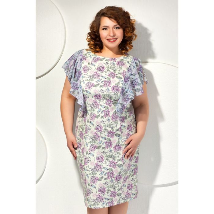 Платье женское, размер 50, цвет молочный+розовый П-467/2